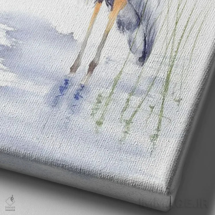 تابلو دکوراتیو مرغ آبکنار اثر الگا چفرانوف - نمای نزدیک بافت بوم