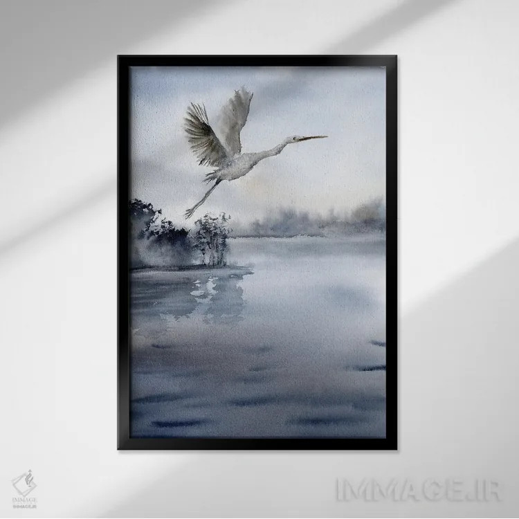 تابلو دکوراتیو آرامش در پرواز اثر الگا چفرانوف - نمای قابدار مشکی