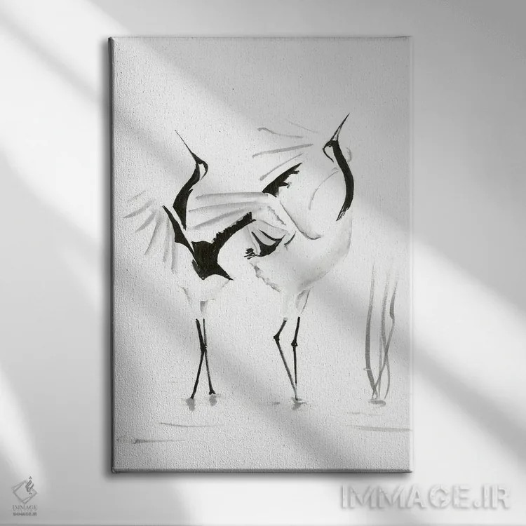 تابلو دکوراتیو لک لک ها ۱ اثر الگا چفرانوف - نمای روبهرو روی دیوار