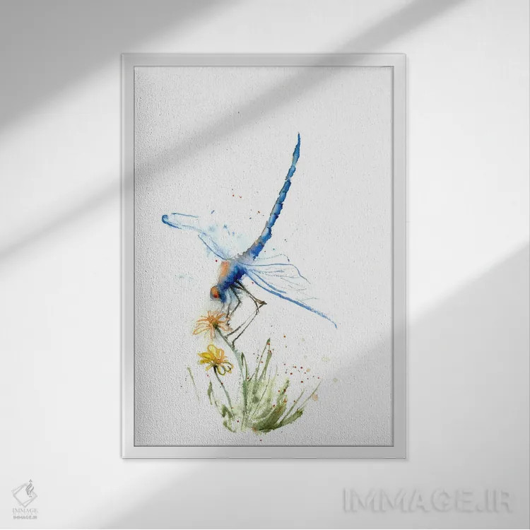 تابلو دکوراتیو سنجاقک اثر الگا چفرانوف - نمای قابدار سفید