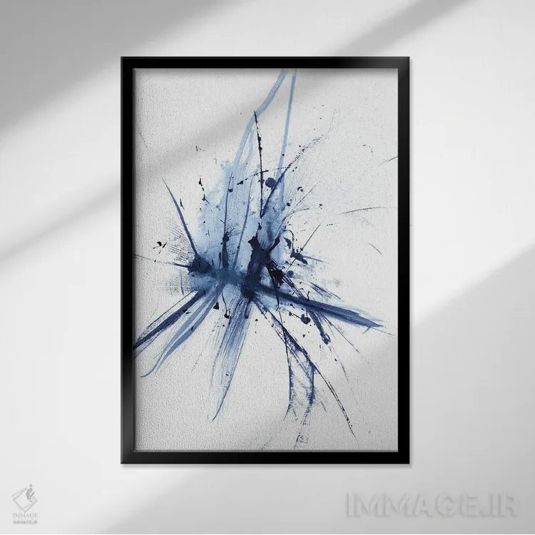 تابلو مینیمال سنجاقک انتزاعی اثر الگا چفرانوف - نمای قابدار مشکی