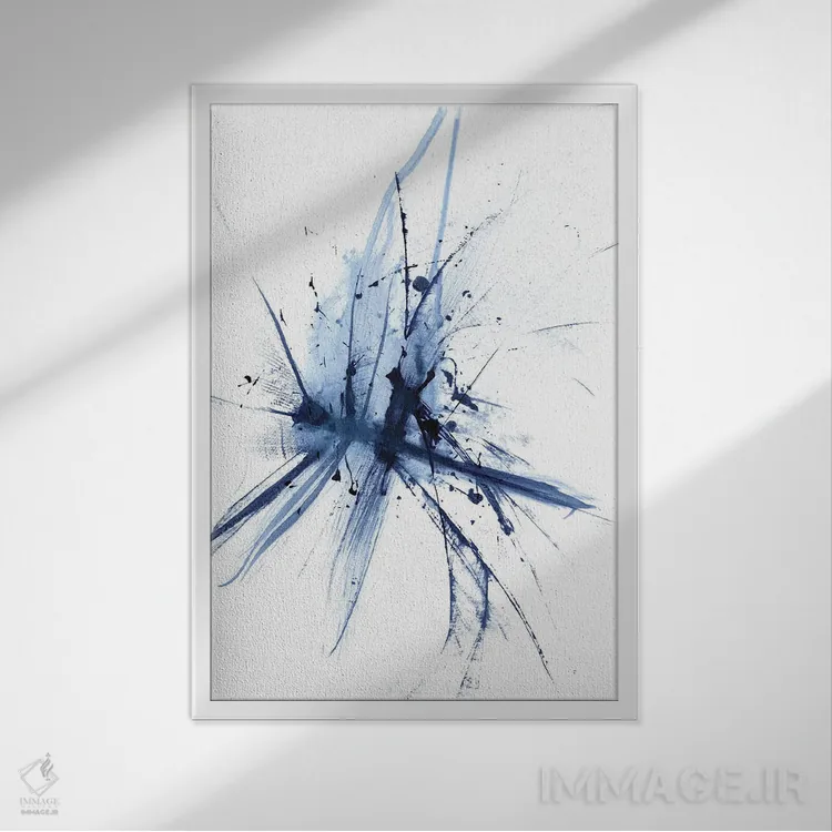 تابلو مینیمال سنجاقک انتزاعی اثر الگا چفرانوف - نمای قابدار سفید