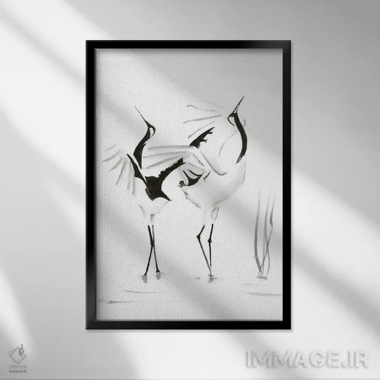 تابلو دکوراتیو لک لک ها ۱ اثر الگا چفرانوف - نمای قابدار مشکی