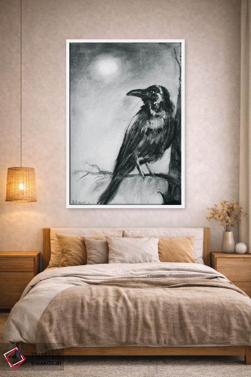 تابلو دکوراتیو کلاغ در شب اثر الگا چفرانوف - D1W