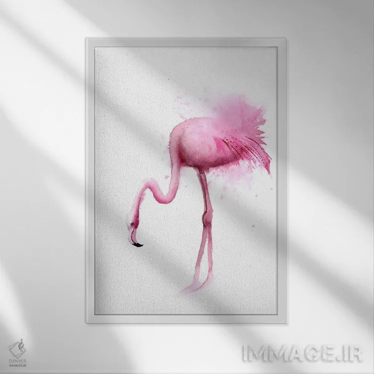 تابلو دکوراتیو ۴ فلامینگو ۲ اثر الگا چفرانوف - نمای قابدار سفید