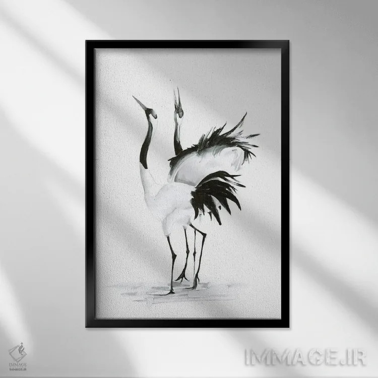 تابلو دکوراتیو لک لک ها ۲ اثر الگا چفرانوف - نمای قابدار مشکی