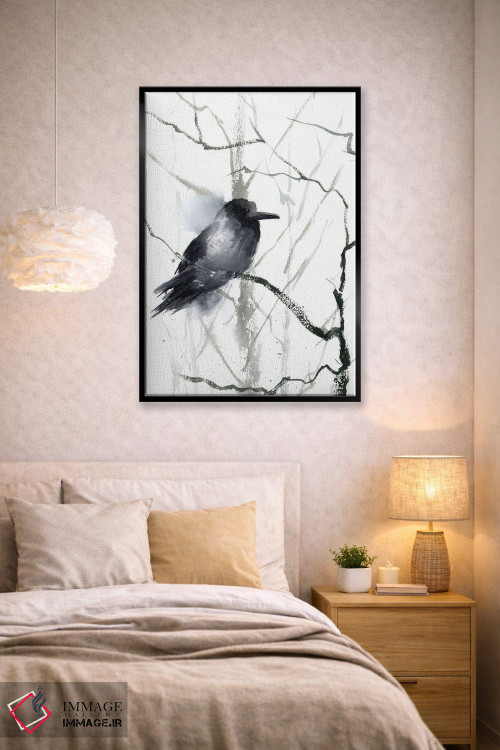 تابلو دکوراتیو کلاغ سیاه و درخت اثر الگا چفرانوف - D2B