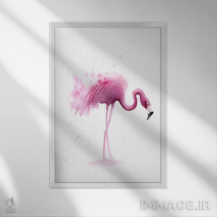 تابلو دکوراتیو ۴ فلامینگو ۱ اثر الگا چفرانوف - نمای قابدار سفید