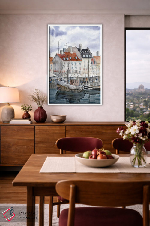 تابلو دکوراتیو چشم انداز شهری کپنهاگ اثر الگا چفرانوف - D3W