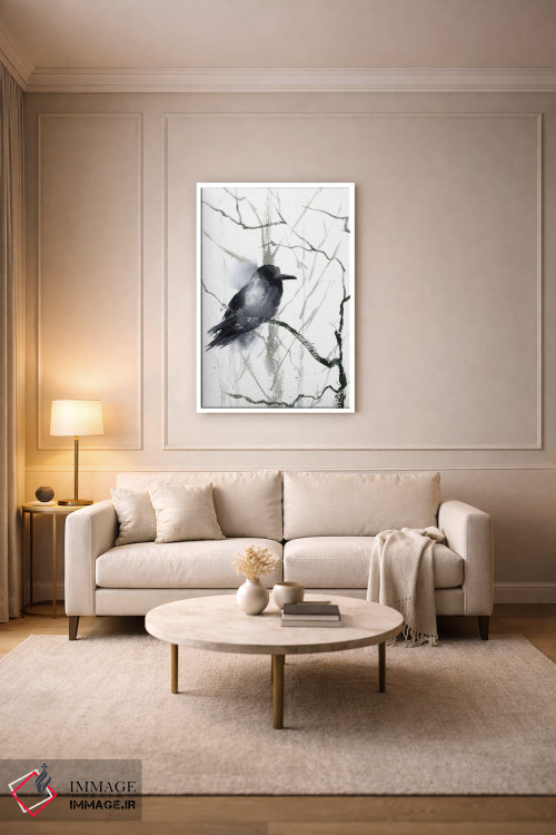 تابلو دکوراتیو کلاغ سیاه و درخت اثر الگا چفرانوف - D3W