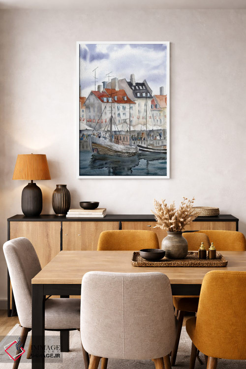 تابلو دکوراتیو چشم انداز شهری کپنهاگ اثر الگا چفرانوف - D6W
