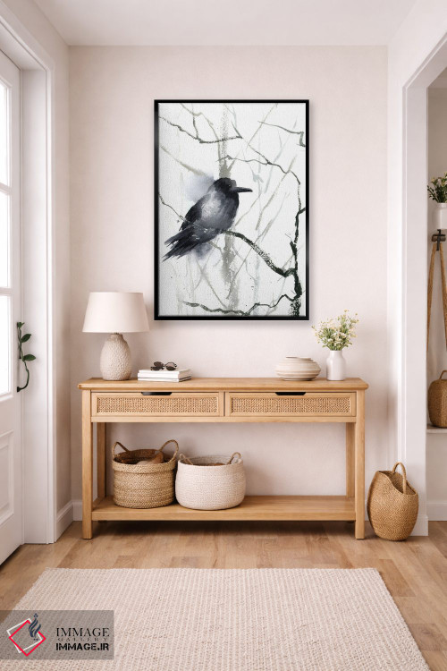تابلو دکوراتیو کلاغ سیاه و درخت اثر الگا چفرانوف - D5B
