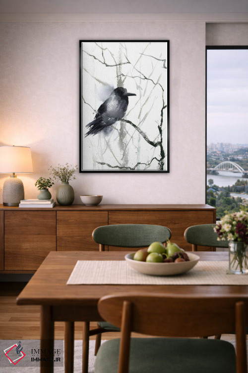 تابلو دکوراتیو کلاغ سیاه و درخت اثر الگا چفرانوف - D6B