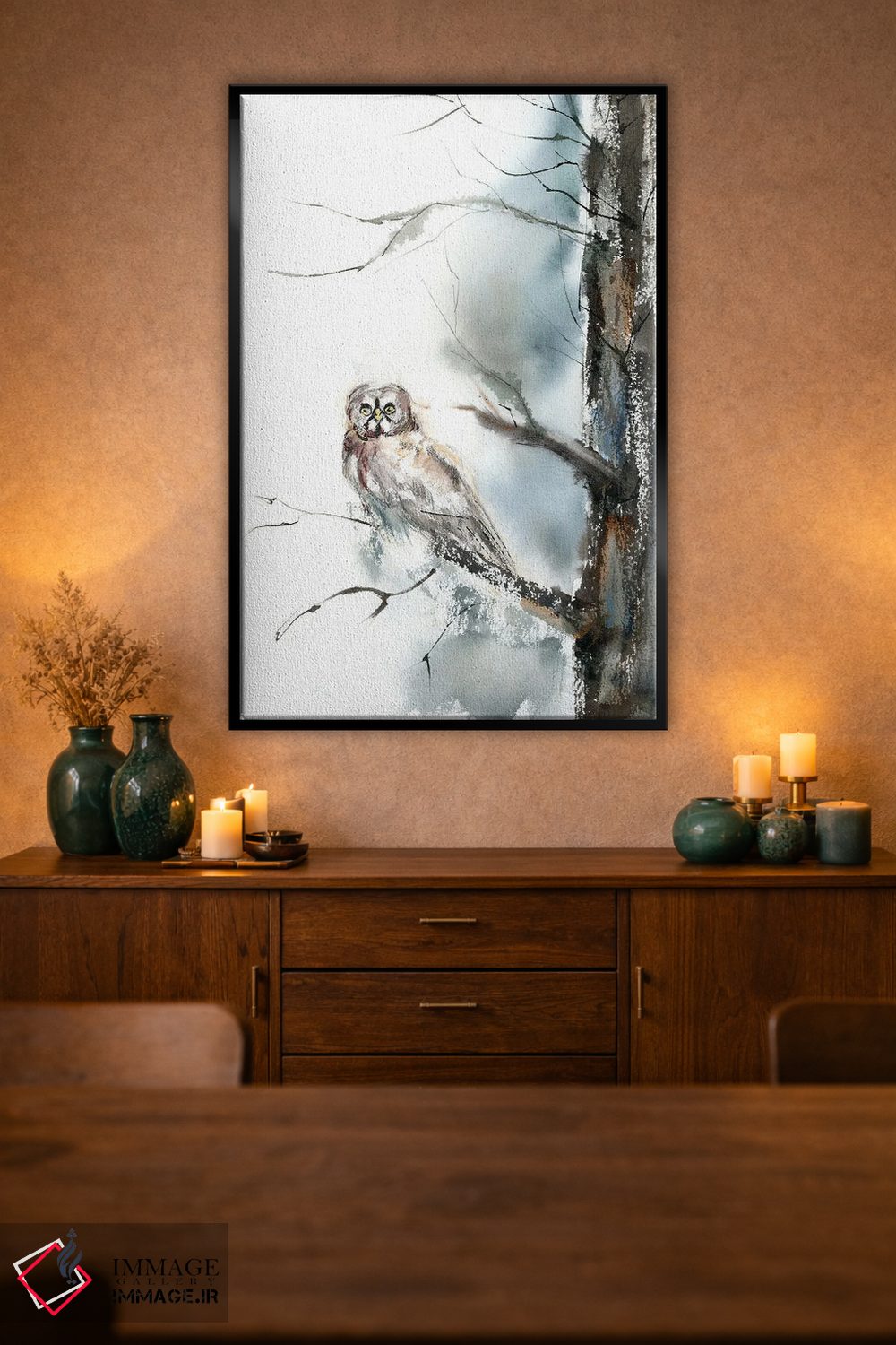 تابلو دکوراتیو جغد و درخت اثر الگا چفرانوف - D3B