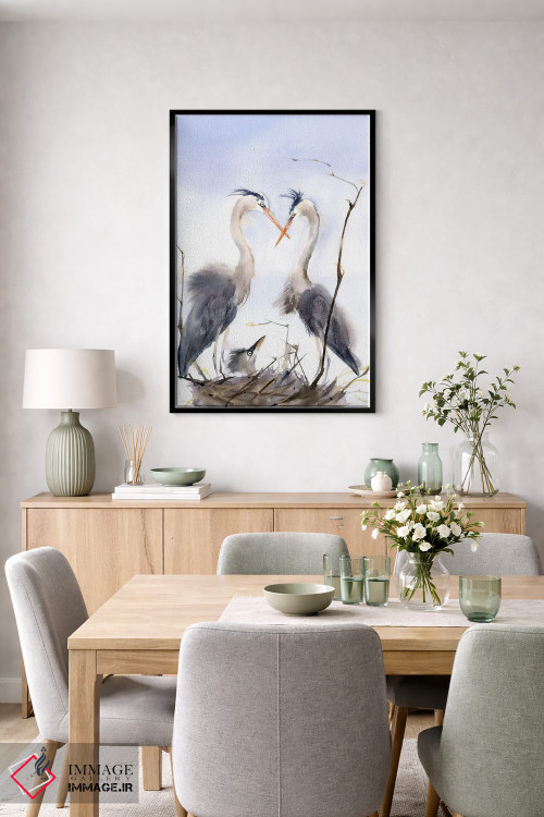 تابلو دکوراتیو خانواده مرغ آبکنار ۲ اثر الگا چفرانوف - D6B