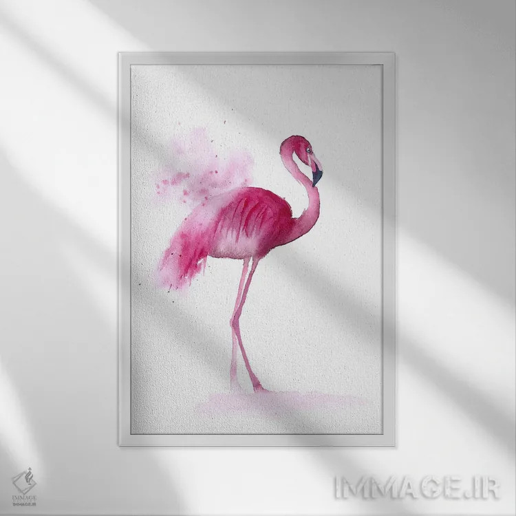 تابلو دکوراتیو ۴ فلامینگو ۳ اثر الگا چفرانوف - نمای قابدار سفید