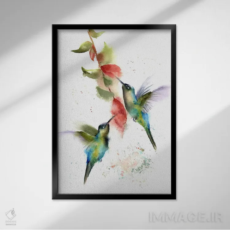 تابلو دکوراتیو مرغ مگس خوارها اثر الگا چفرانوف - نمای قابدار مشکی