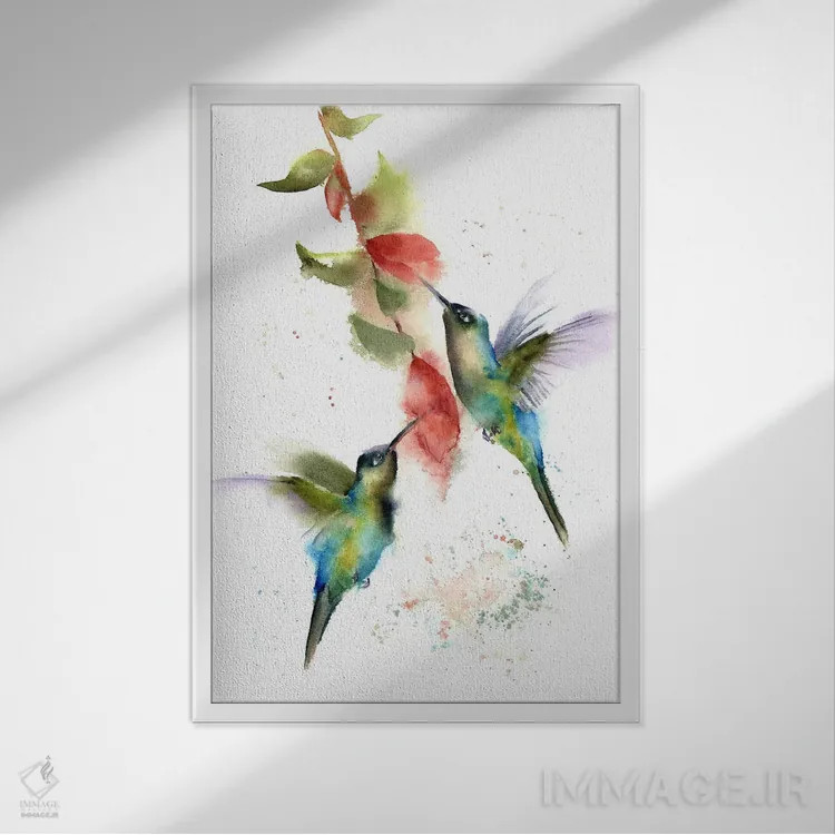 تابلو دکوراتیو مرغ مگس خوارها اثر الگا چفرانوف - نمای قابدار سفید