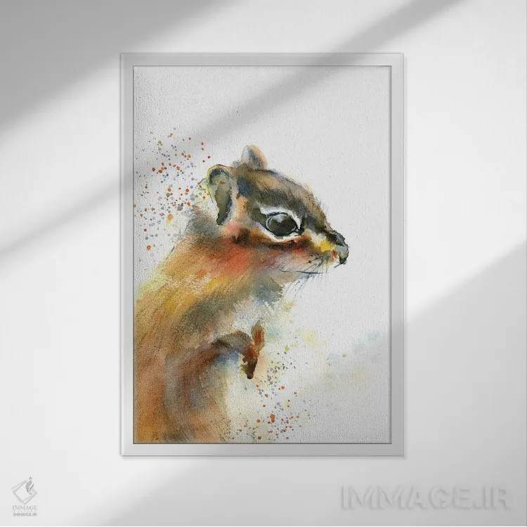 تابلو دکوراتیو سنجابک اثر الگا چفرانوف - نمای قابدار سفید