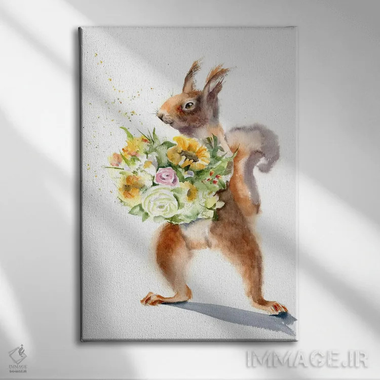 تابلو دکوراتیو سنجاب ها ۲ اثر الگا چفرانوف - نمای روبهرو روی دیوار