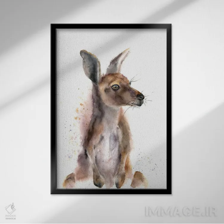 تابلو دکوراتیو کانگورو اثر الگا چفرانوف - نمای قابدار مشکی