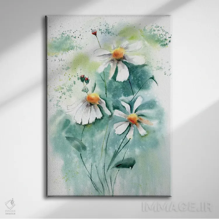 تابلو دکوراتیو گل های بابونه ۱ اثر الگا چفرانوف - نمای روبهرو روی دیوار
