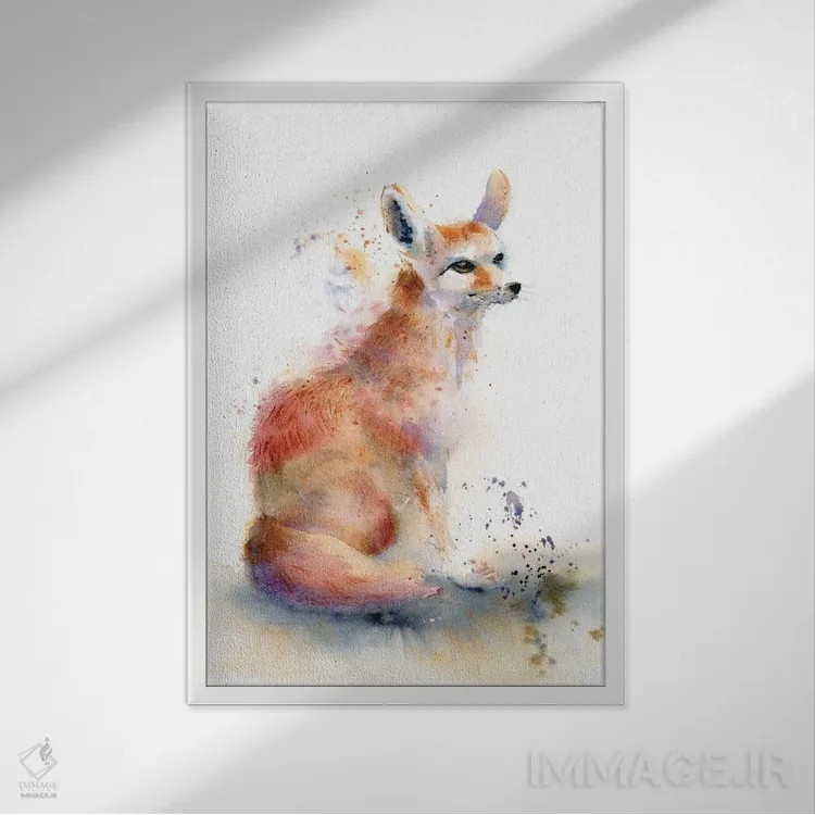 تابلو دکوراتیو روباه اثر الگا چفرانوف - نمای قابدار سفید