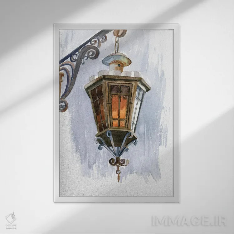 تابلو دکوراتیو فانوس اثر الگا چفرانوف - نمای قابدار سفید