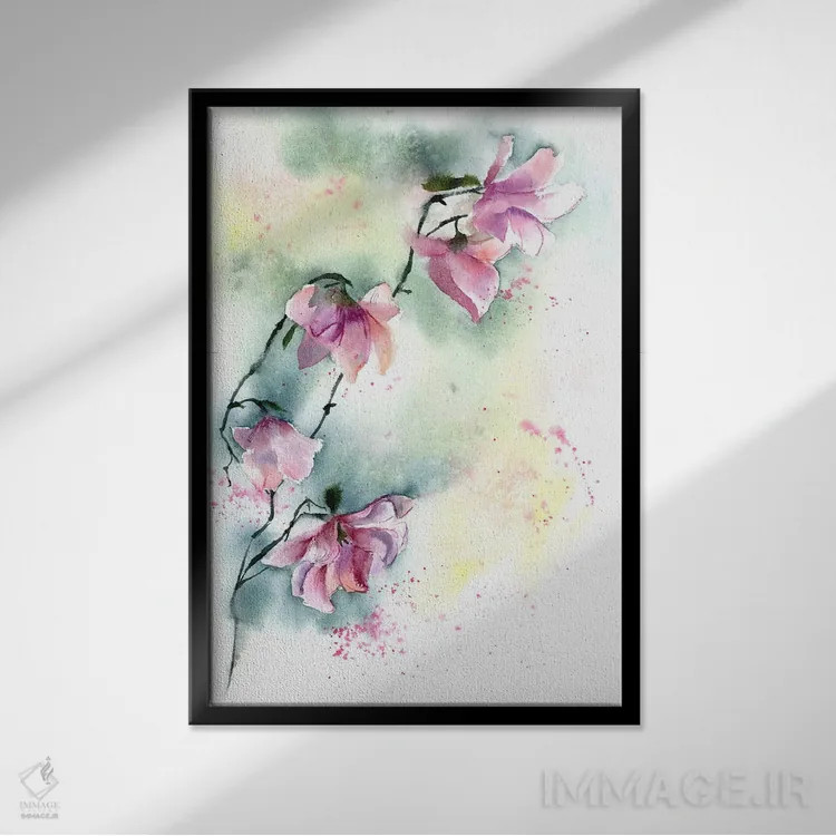 تابلو دکوراتیو مگنولیا ۱ اثر الگا چفرانوف - نمای قابدار مشکی