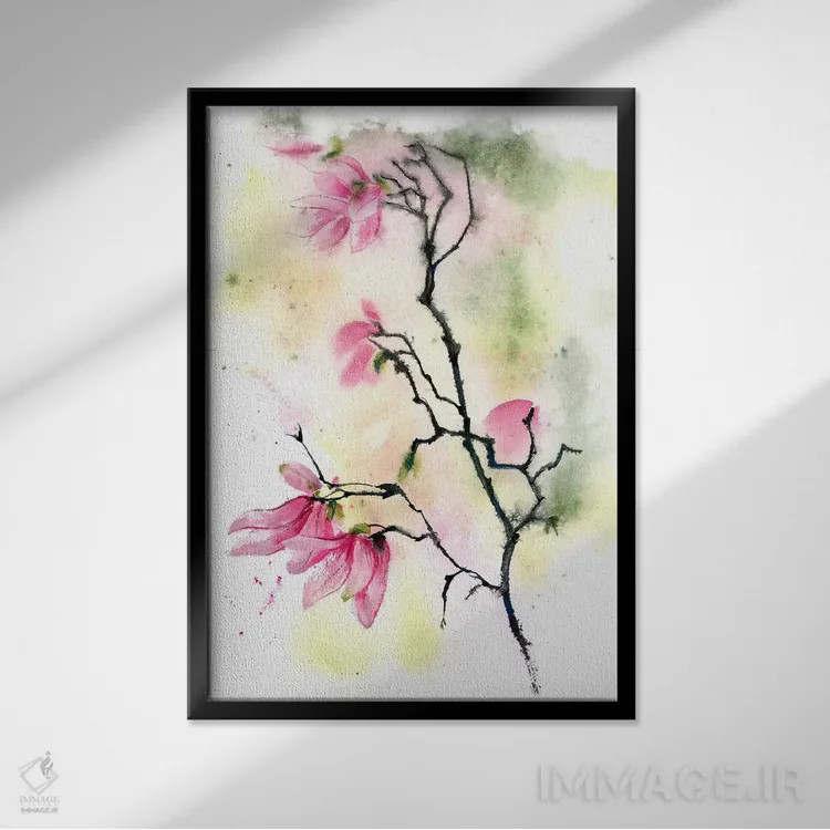 تابلو دکوراتیو مگنولیا ۲ اثر الگا چفرانوف - نمای قابدار مشکی