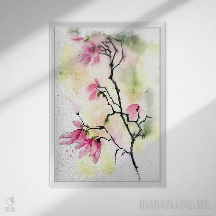 تابلو دکوراتیو مگنولیا ۲ اثر الگا چفرانوف - نمای قابدار سفید