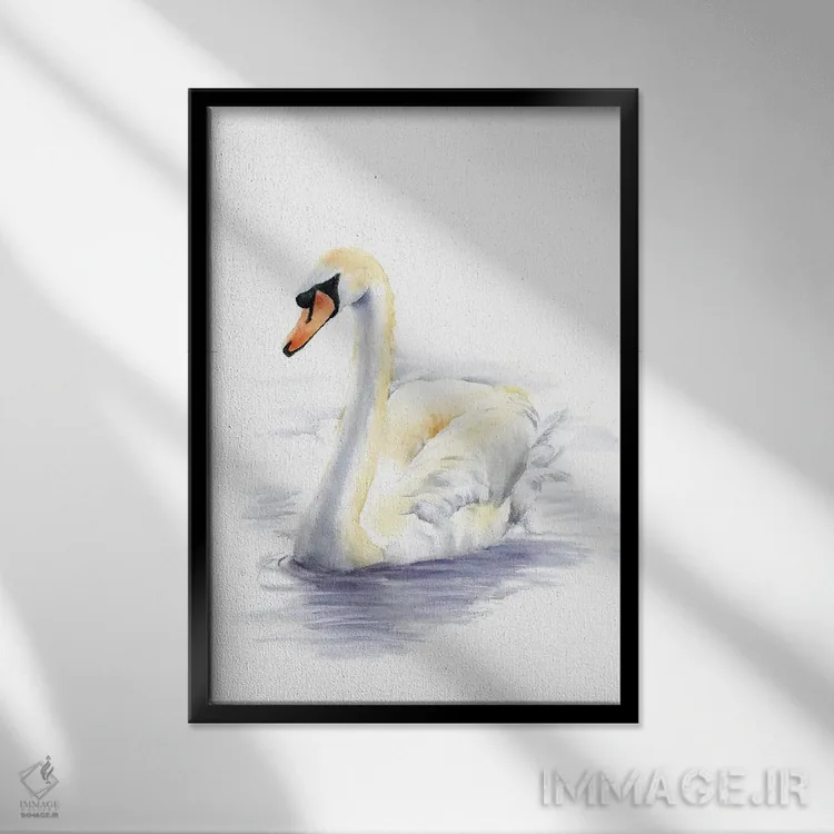 تابلو دکوراتیو قو اثر الگا چفرانوف - نمای قابدار مشکی