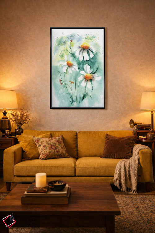 تابلو دکوراتیو گل های بابونه ۲ اثر الگا چفرانوف - D5B