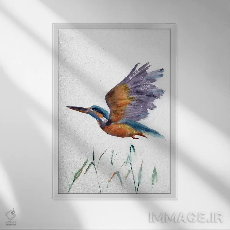 تابلو دکوراتیو ماهی خورک پروازکننده اثر الگا چفرانوف - نمای قابدار سفید