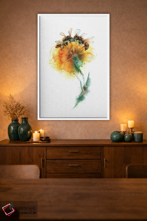 تابلو دکوراتیو سه زنبور و گل اثر الگا چفرانوف - D1W