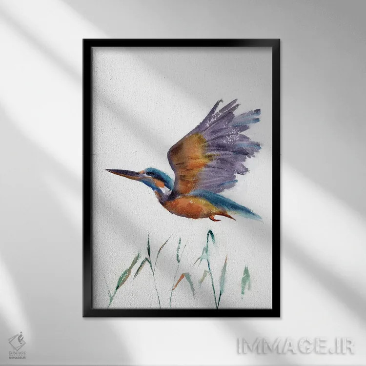 تابلو دکوراتیو ماهی خورک پروازکننده اثر الگا چفرانوف - نمای قابدار مشکی