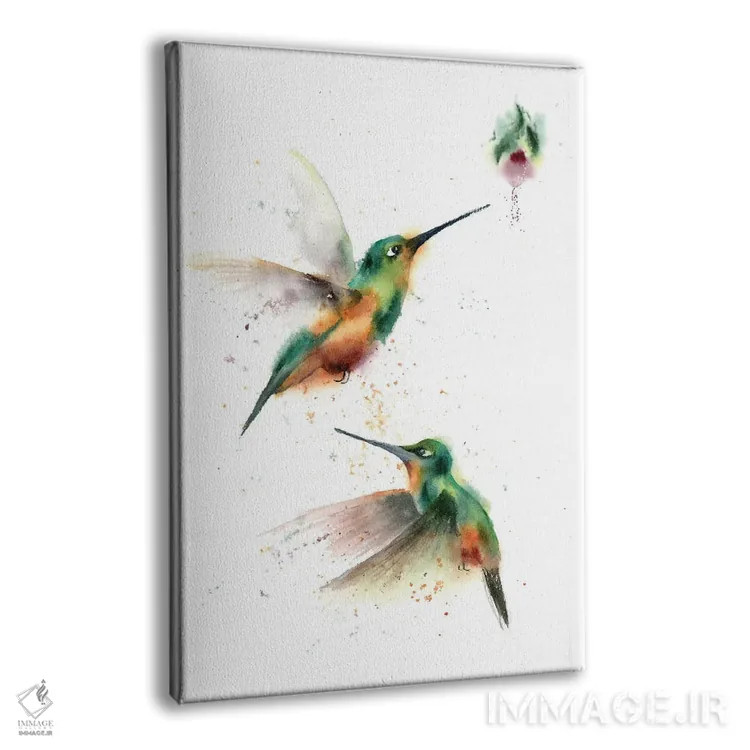 تابلو دکوراتیو دو مرغ مگس خوار پروازکننده اثر الگا چفرانوف - نمای پرسپکتیو محصول