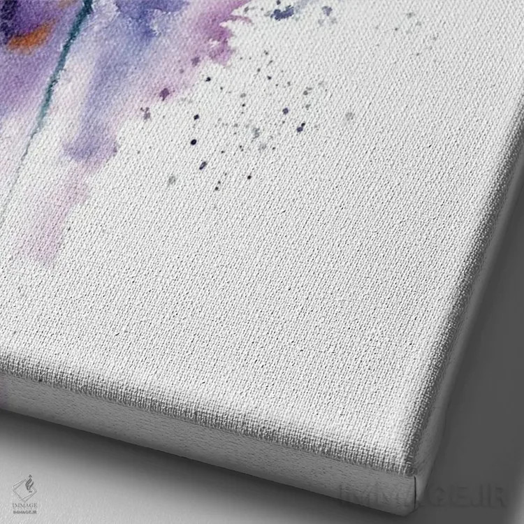 تابلو دکوراتیو زنبور روی بنفشه کوهی اثر الگا چفرانوف - نمای نزدیک بافت بوم