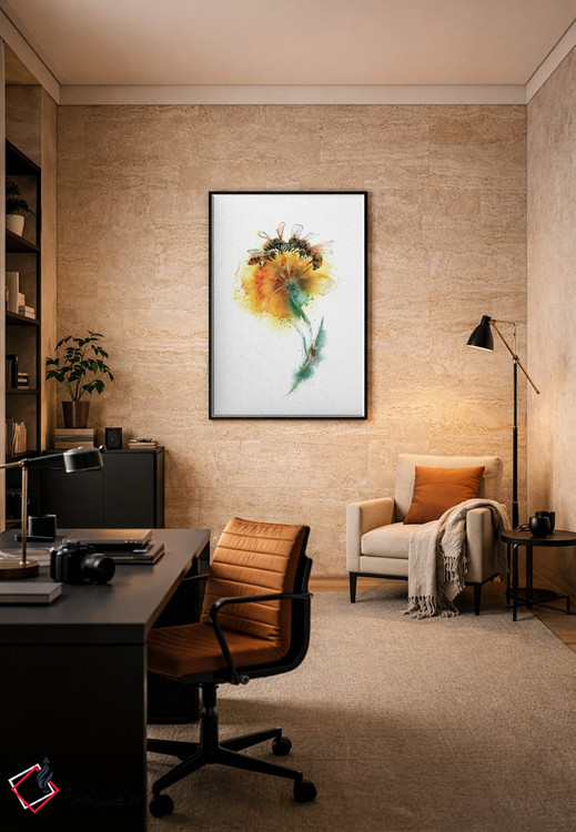 تابلو دکوراتیو سه زنبور و گل اثر الگا چفرانوف - D6B