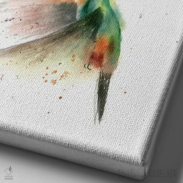 تابلو دکوراتیو دو مرغ مگس خوار پروازکننده اثر الگا چفرانوف - نمای نزدیک بافت بوم