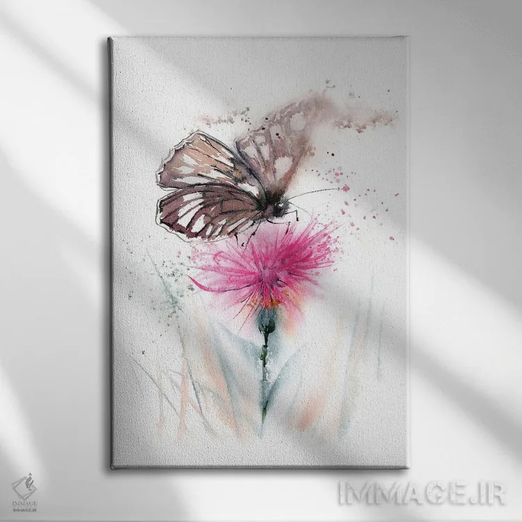 تابلو دکوراتیو پروانه و خار اثر الگا چفرانوف - نمای روبهرو روی دیوار