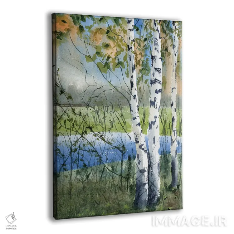 تابلو دکوراتیو درختان توس ۲ اثر الگا چفرانوف - نمای پرسپکتیو محصول
