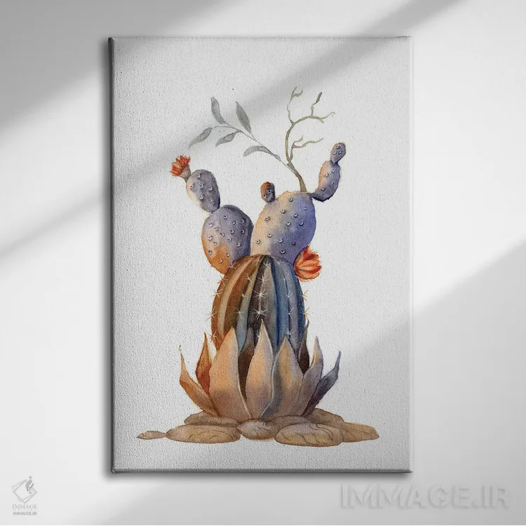 تابلو دکوراتیو کاکتوس ۲ اثر الگا چفرانوف - نمای روبهرو روی دیوار