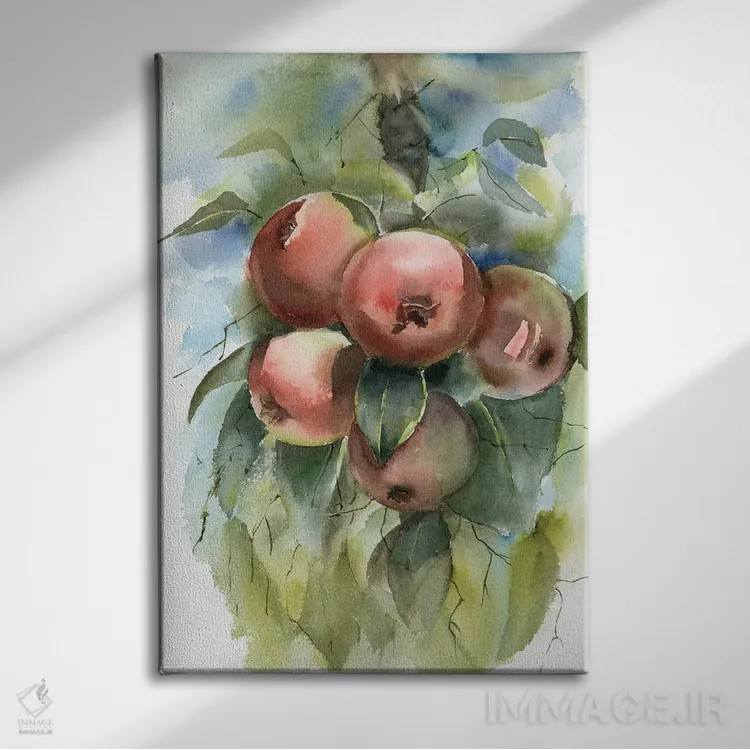 تابلو دکوراتیو شاخه سیب اثر الگا چفرانوف - نمای روبهرو روی دیوار
