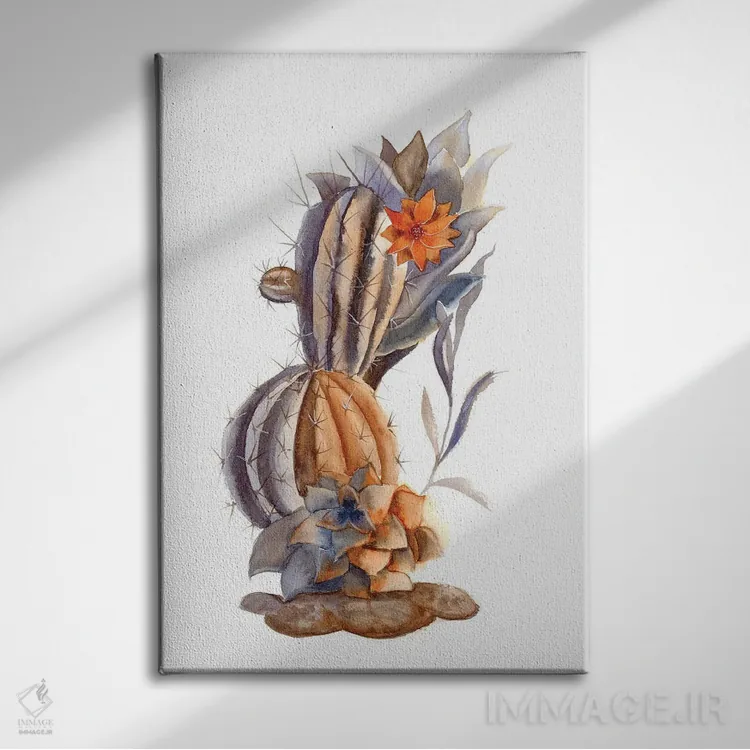 تابلو دکوراتیو کاکتوس ۱ اثر الگا چفرانوف - نمای روبهرو روی دیوار