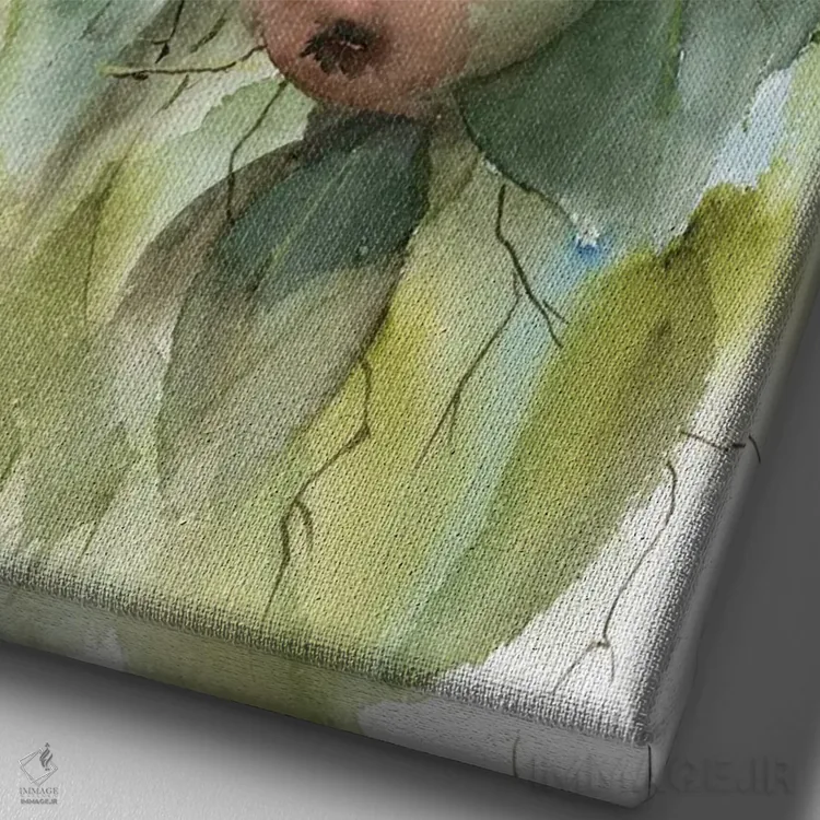 تابلو دکوراتیو شاخه سیب اثر الگا چفرانوف - نمای نزدیک بافت بوم