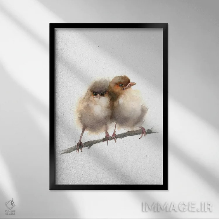 تابلو دکوراتیو دو سرلاک پری مانند اثر الگا چفرانوف - نمای قابدار مشکی