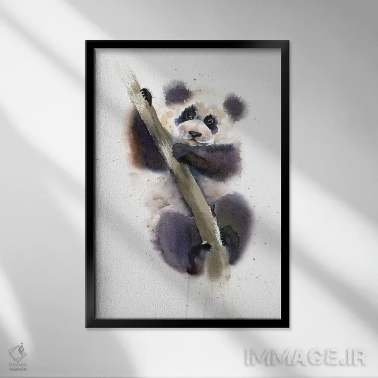 تابلو دکوراتیو پاندا اثر الگا چفرانوف - نمای قابدار مشکی