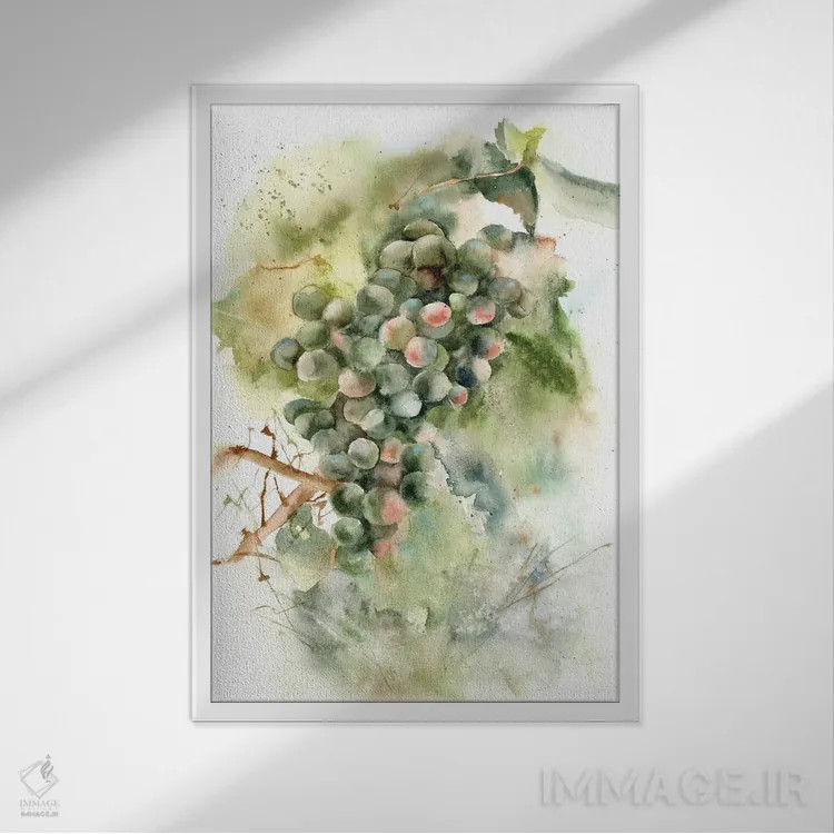 تابلو دکوراتیو انگور اثر الگا چفرانوف - نمای قابدار سفید