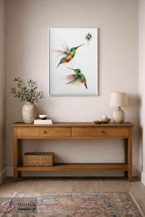 تابلو دکوراتیو دو مرغ مگس خوار پروازکننده اثر الگا چفرانوف - D1W